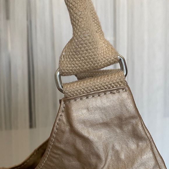 Kipling Metallic Champagne Hobo Bag with Polka Dot Interior - Picture 9 of 17